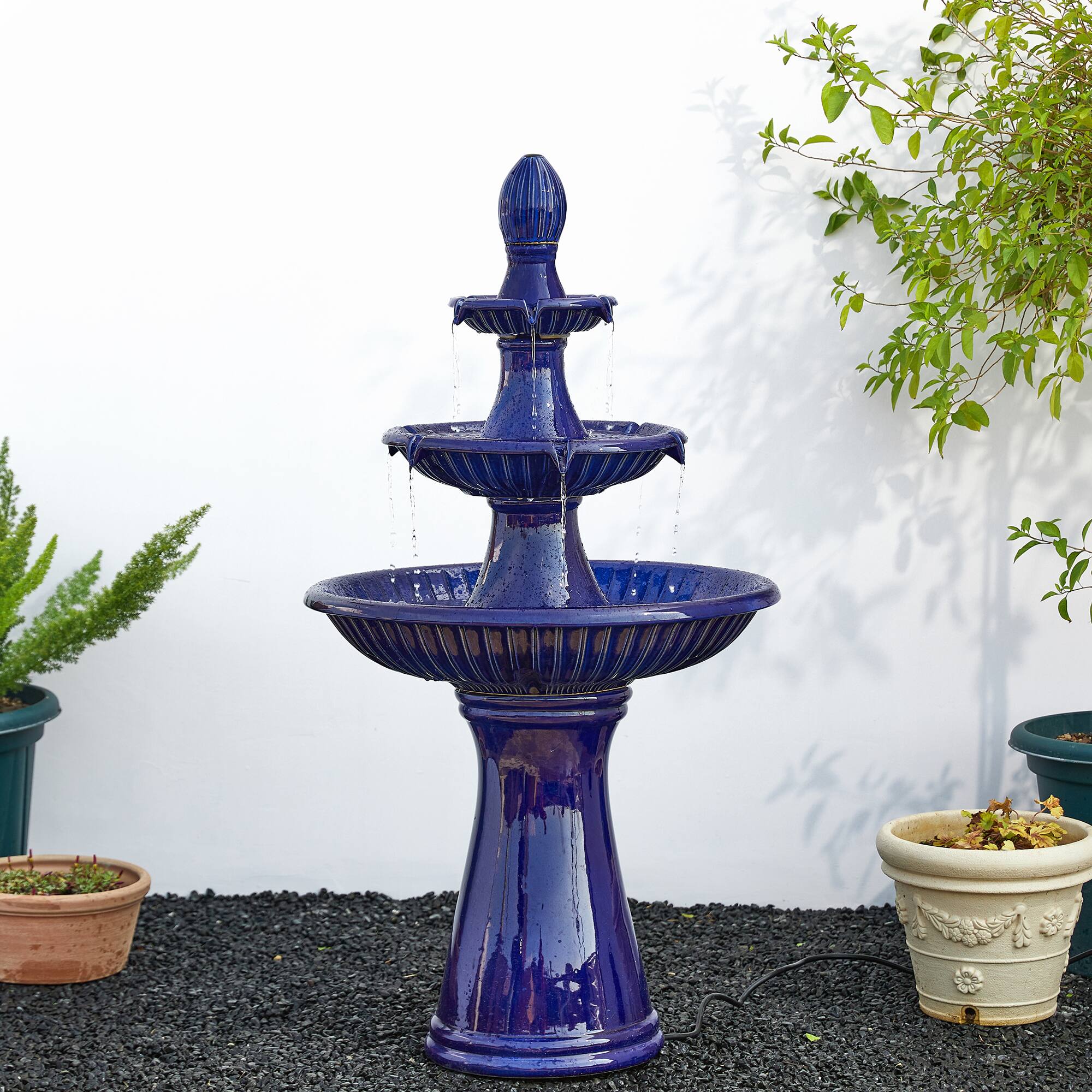 Glitzhome® 45" 3-Tier Ceramic Outdoor Fountain